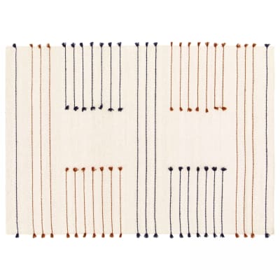 Tapis en laine tissé à la main avec pompons 160 x 230 cm
