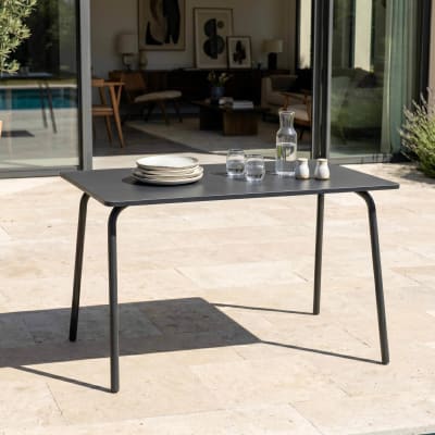 Table de jardin en acier 6 places 120 cm gris