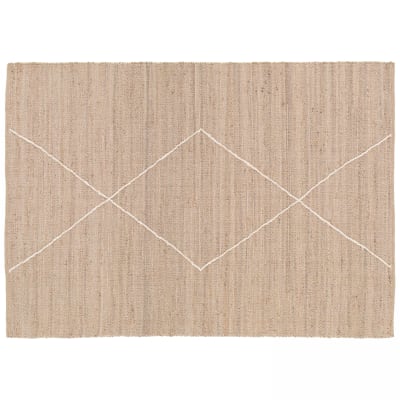 Tapis en jute naturel à motif losange tissé main 160 x 230 cm