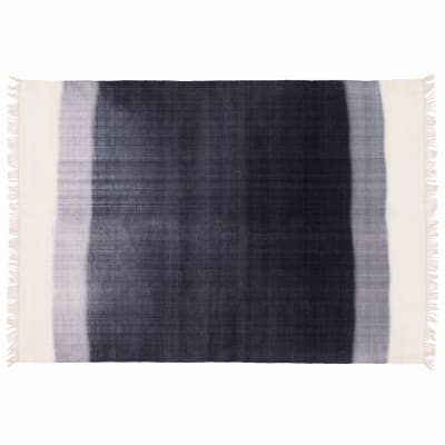 Tapis rectangulaire en laine tissé à plat bleu 120 x 170 cm