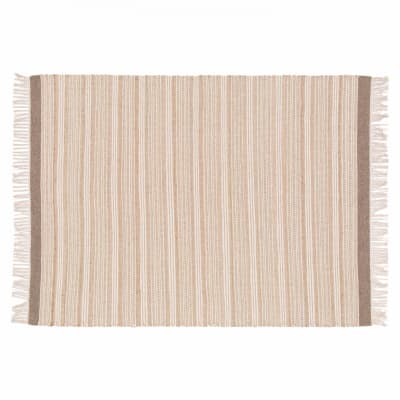 Tapis rectangulaire rayé en laine et jute tissé à plat 120 x 170 cm