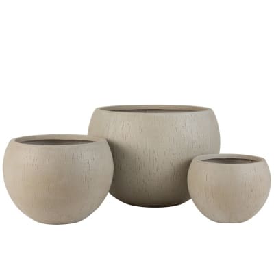 Set de 3 cache-pots en céramique beige 55.5x55.5x39 cm