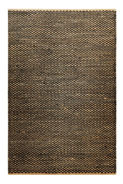 Tapis tissé main en laine et jute noir et naturel avec motif 160x230