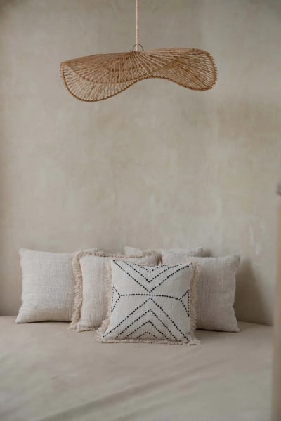 Suspension rotin diamètre 75cm beige