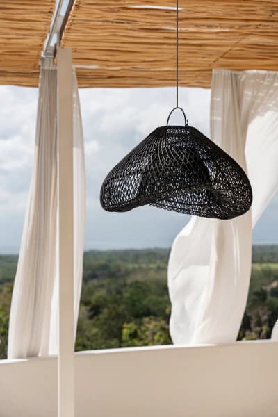 Suspension rotin noir 60x60x35cm