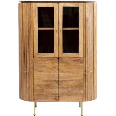 Vitrine 4 portes en manguier massif et marbre blanc