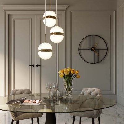 Table à manger 8 personnes en verre fumé et aluminium noir l180