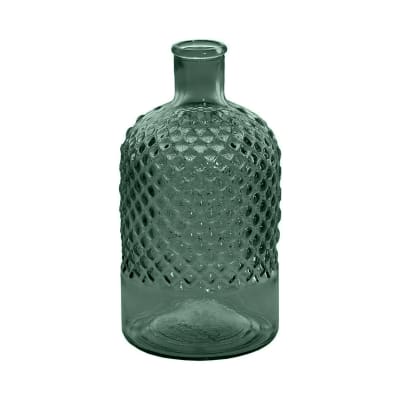 Vase bouteille en verre recyclé eucalyptus 22 cm