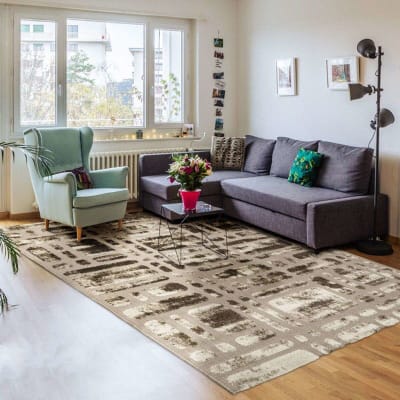 Tapis moderne pour intérieur-extérieur beige et brun 120x170
