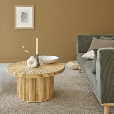 Table basse en canne de rotin ronde