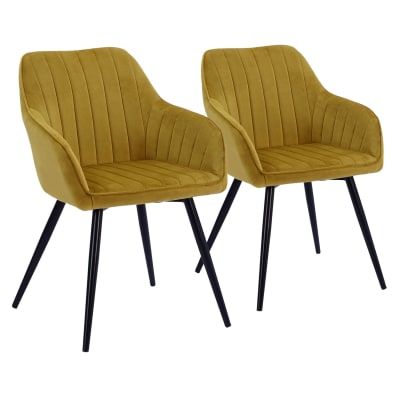 Lot de 2 chaises vintage en velours moutarde