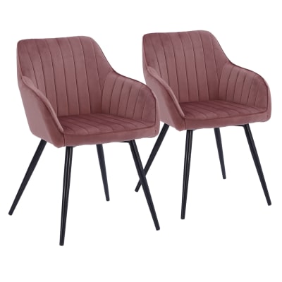 Lot de 2 chaises vintage en velours rose