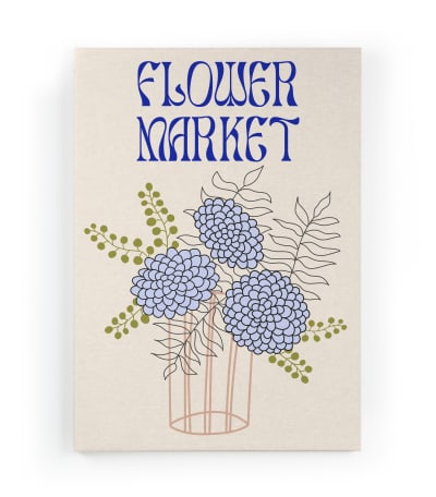 Peinture sur toile 60x40 imprimé HD marché aux fleurs bleues