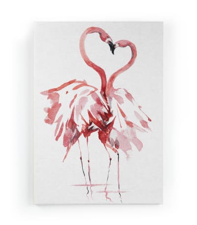 Peinture sur toile 60x40 imprimé HD amour Flamant Rose