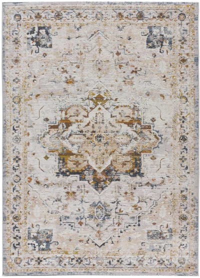 Tapis vintage oriental beige/rouille/bleu 192x290 cm