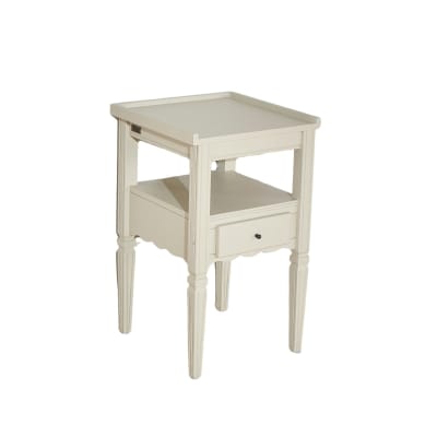 Chevet style classique en pin, 1 tiroir blanc