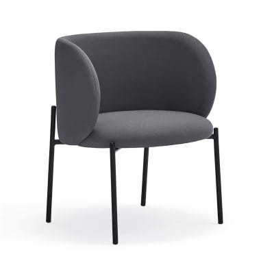Fauteuil rembourré en gris foncé et pied en métal