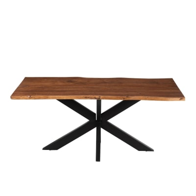 Table rectangulaire en bois massif 8 personnes l180 acacia foncé