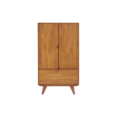 Buffet haut rétro en bois 2 portes 1 tiroir l80 h140 noir