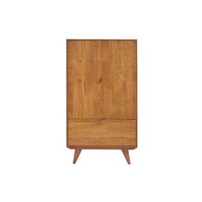 Buffet haut rétro en bois 2 portes 1 tiroir l80 h140 bronze