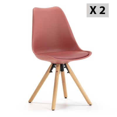 Set de 2 chaises salle à manger style nordique rouge, 54 x 49 x 84 cm