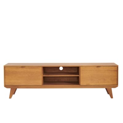Meuble tv rétro en bois 2 niches 2 portes l180 bronze