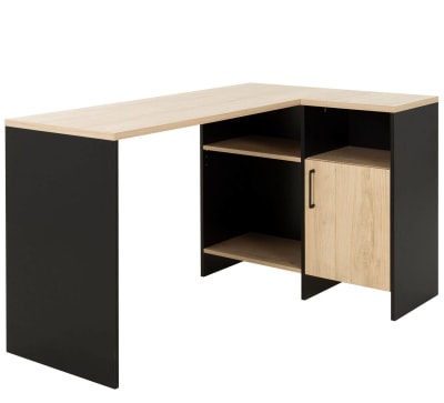 Bureau d'angle effet bois et noir
