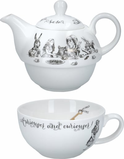 Ensemble théière et tasse porcelaine fine blanc et noir