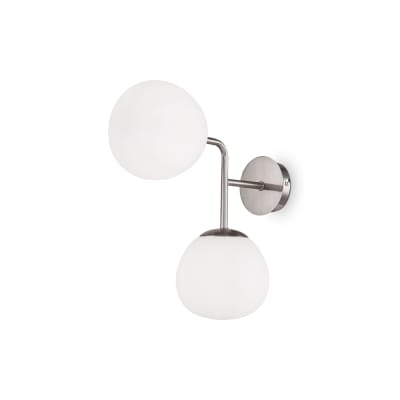 Applique 2 lumières avec structure en métal nickel et sphères en verre