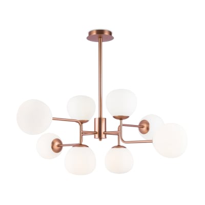 Suspension moderne 8 lumières en laiton et sphères en verre