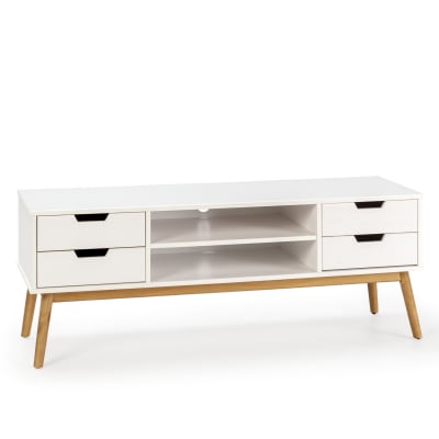 Meuble tv 1 porte et 2 tiroir couleur blanc, 140 cm