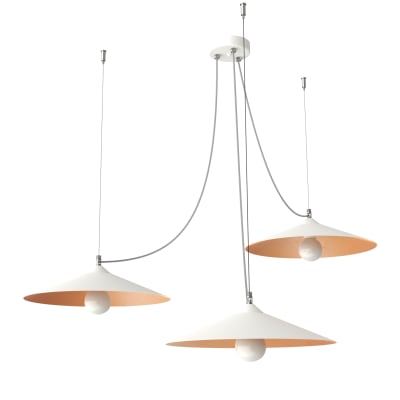 Colombo sosp x3 foglia - lampe à suspension en métal cuivre bianco e27