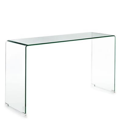 Console en verre courbé transparent h70 x l125 x p40