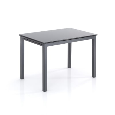 Table extensible verre trempé gris h76 l110 p70