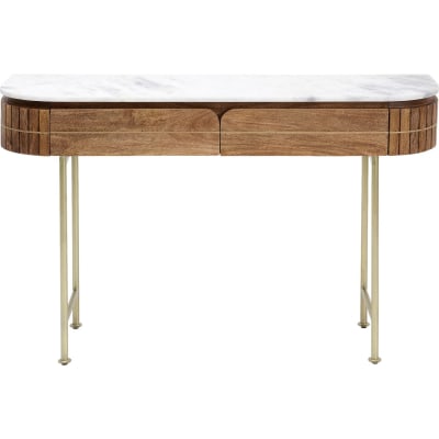 Console en manguier massif et marbre blanc