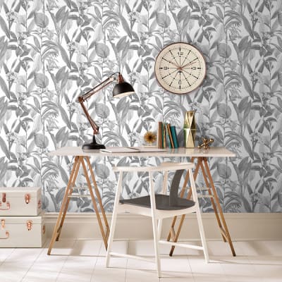 Papier peint botanique gris 1005x52cm