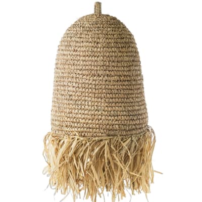 Lampe suspendue en raphia avec franges d.32 cm