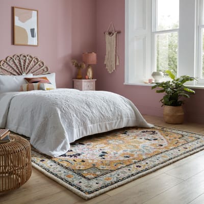 Tapis de salon en laine jaune 200x290 cm