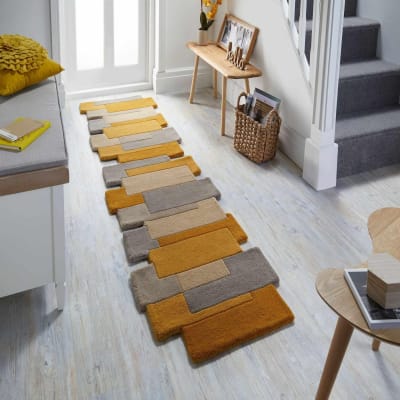 Tapis de couloir en laine jaune 60x230 cm