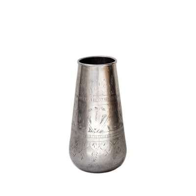 Vase cylindrique en aluminium argenté h26 cm