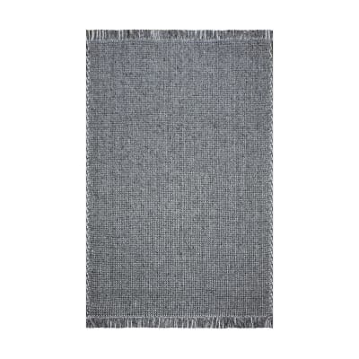 Tapis rectangulaire en laine tressée écru et gris 160 x 230 cm