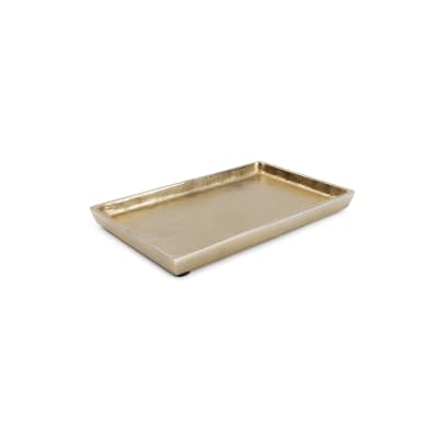Plat décoratif or en métaux 22x14cm