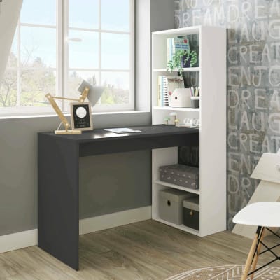 Bureau effet bois blanc, anthracite 120x53 cm