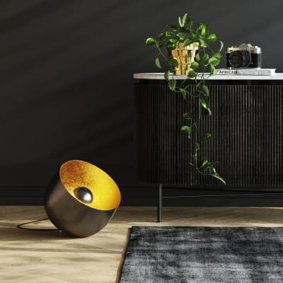 Lampe en acier gris anthracite et doré d35