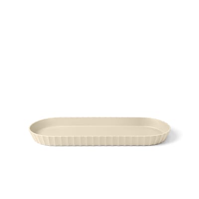 Plateau ovale en polypropylène beige opaque 37,5x15 cm