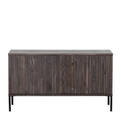Meuble TV en bois de frêne marron avec cadre en métal noir