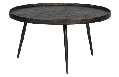 Table d'appoint ronde ø 76 cm bois et métal antique d'or