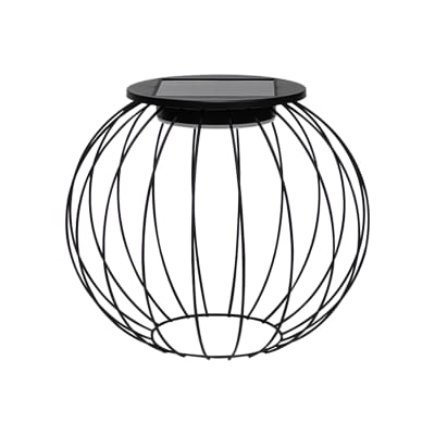 Borne solaire led extérieure sphérique aluminium noir 12h