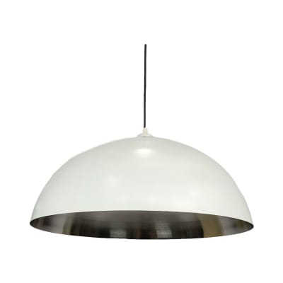 Suspension dôme en métal blanc mat et argent