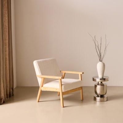 Fauteuil scandinave tissu bouclette